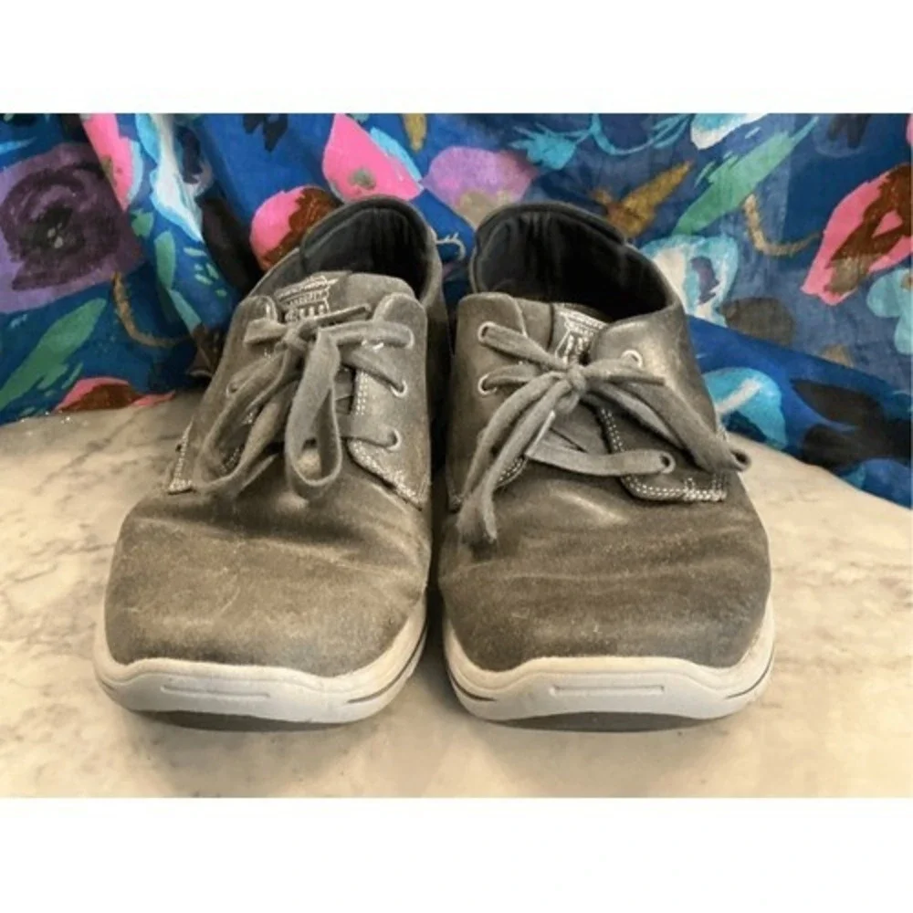 Sketchers Relaxed Fit Air-Cooled Memory Foam Gray Leather Shoes Mens‎ 8.5 Tennis